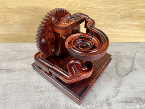 Motorized Marble Machine W1- "the Big Wheel" Handcraft Kinetic Art from Rosewood