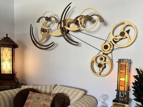 Kinetic Sculpture "Wings", Modern Art Decor - Wind up to power Wall Art